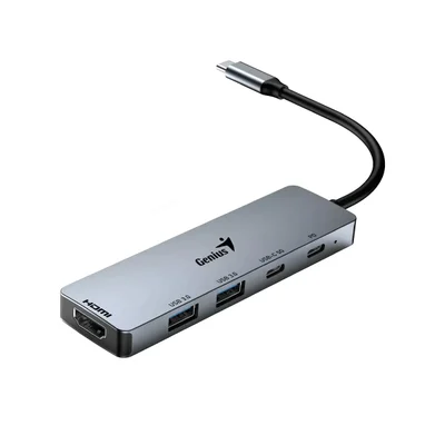 USB Хъб Genius UH-500, 5 в 1, 2 x USB Type-C, 2 x USB Type-A 3.0, 1 x HDMI