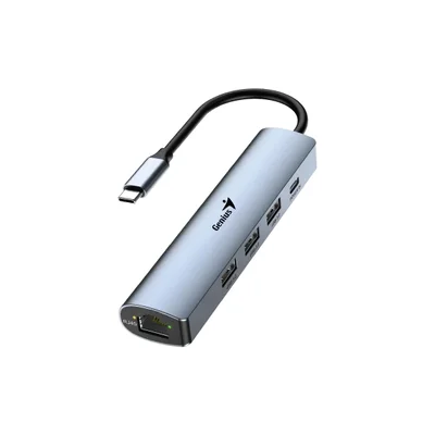 USB Хъб Genius UH-545, 5 в 1, 1 x RJ45, 1 x USB Type-C, 3 x USB Type-A 3.0