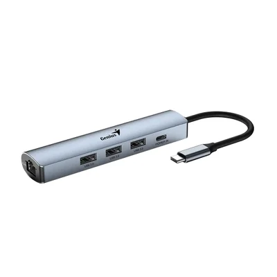 USB Хъб Genius UH-545, 5 в 1, 1 x RJ45, 1 x USB Type-C, 3 x USB Type-A 3.0