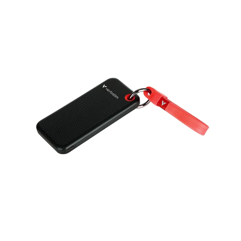Външен SSD твърд диск Verbatim Pocket, 1 TB, джобен, USB 3.2, черно-червен
