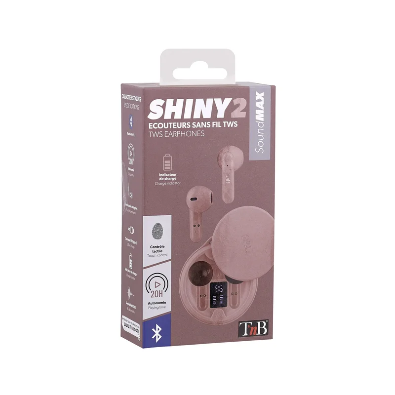 Слушалки TNB Shiny 2, безжични, с Bluetooth, 95 dB, розови