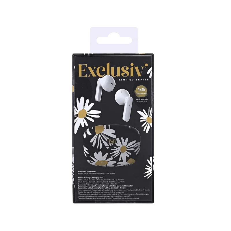 Слушалки TNB Xclusiv Daisy, безжични, със зареждащ кейс