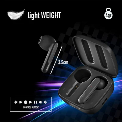 Слушалки NGS Artica Move, с Bluetooth, със зареждащ кейс, 101 dB, черни