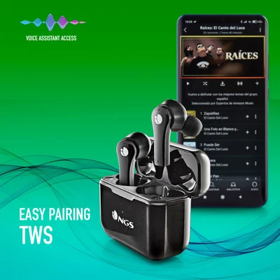 Слушалки NGS Artica Bloom, с Bluetooth, със зареждащ кейс, USB Type-C, черни