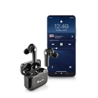 Слушалки NGS Artica Bloom, с Bluetooth, със зареждащ кейс, USB Type-C, черни