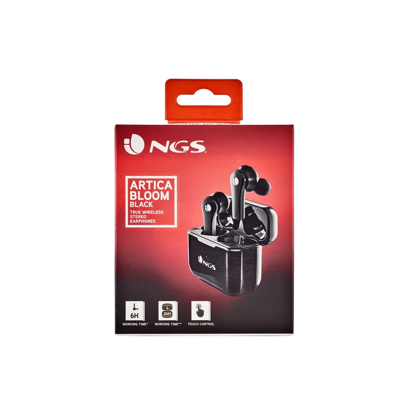Слушалки NGS Artica Bloom, с Bluetooth, със зареждащ кейс, USB Type-C, черни