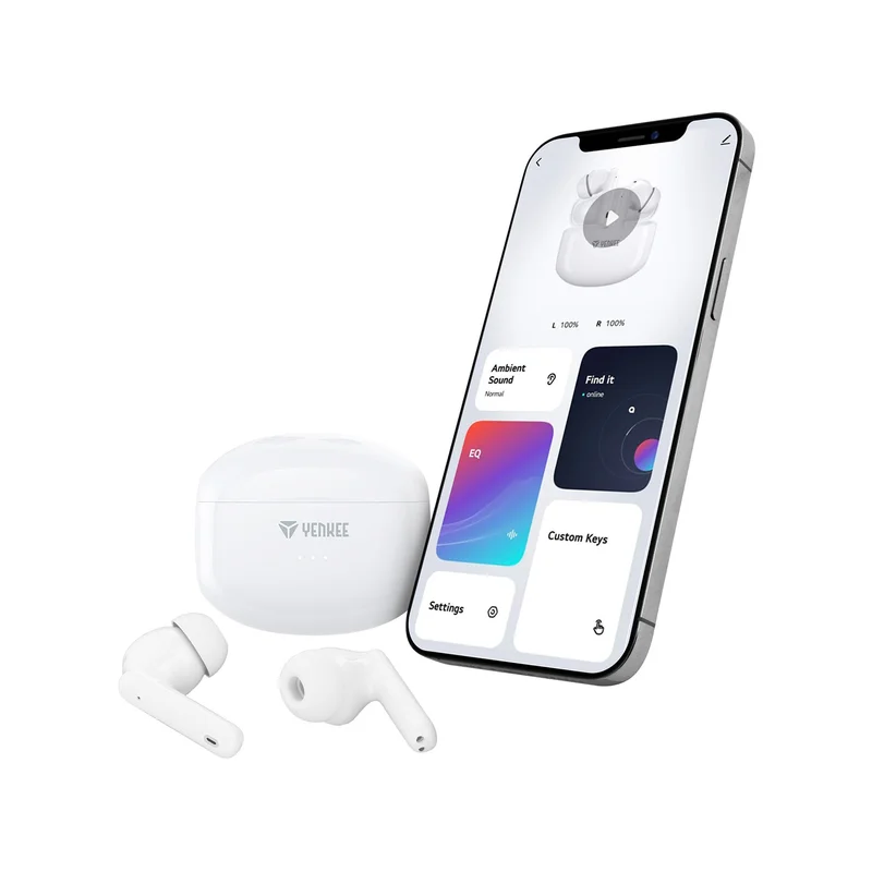 Слушалки Yenkee YHP 08BT ANC, безжични, със зареждащ кейс, USB, 98 dB, бели