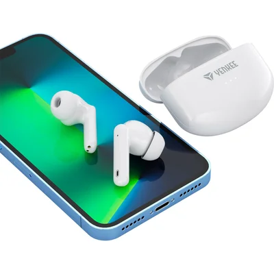 Слушалки Yenkee YHP 08BT ANC, безжични, със зареждащ кейс, USB, 98 dB, бели