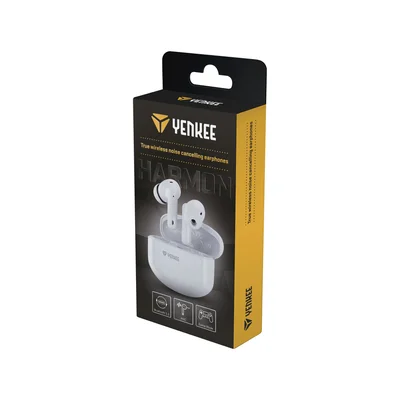 Слушалки Yenkee YHP 08BT ANC, безжични, със зареждащ кейс, USB, 98 dB, бели