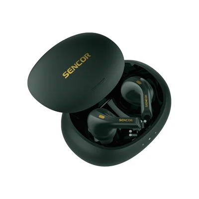 Слушалки Sencor SEP 560 GR, безжични, с Bluetooth, със зареждащ кейс, 102 dB, зелени