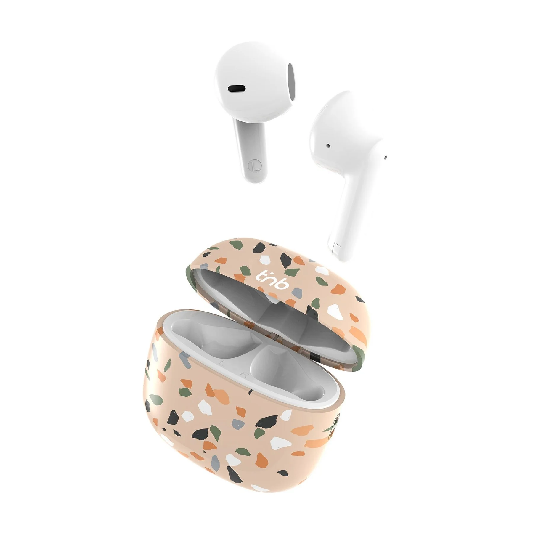 Слушалки TNB Exclusive Terrazzo, безжични, с Bluetooth, със зареждащ кейс, USB Type-C, 102 dB