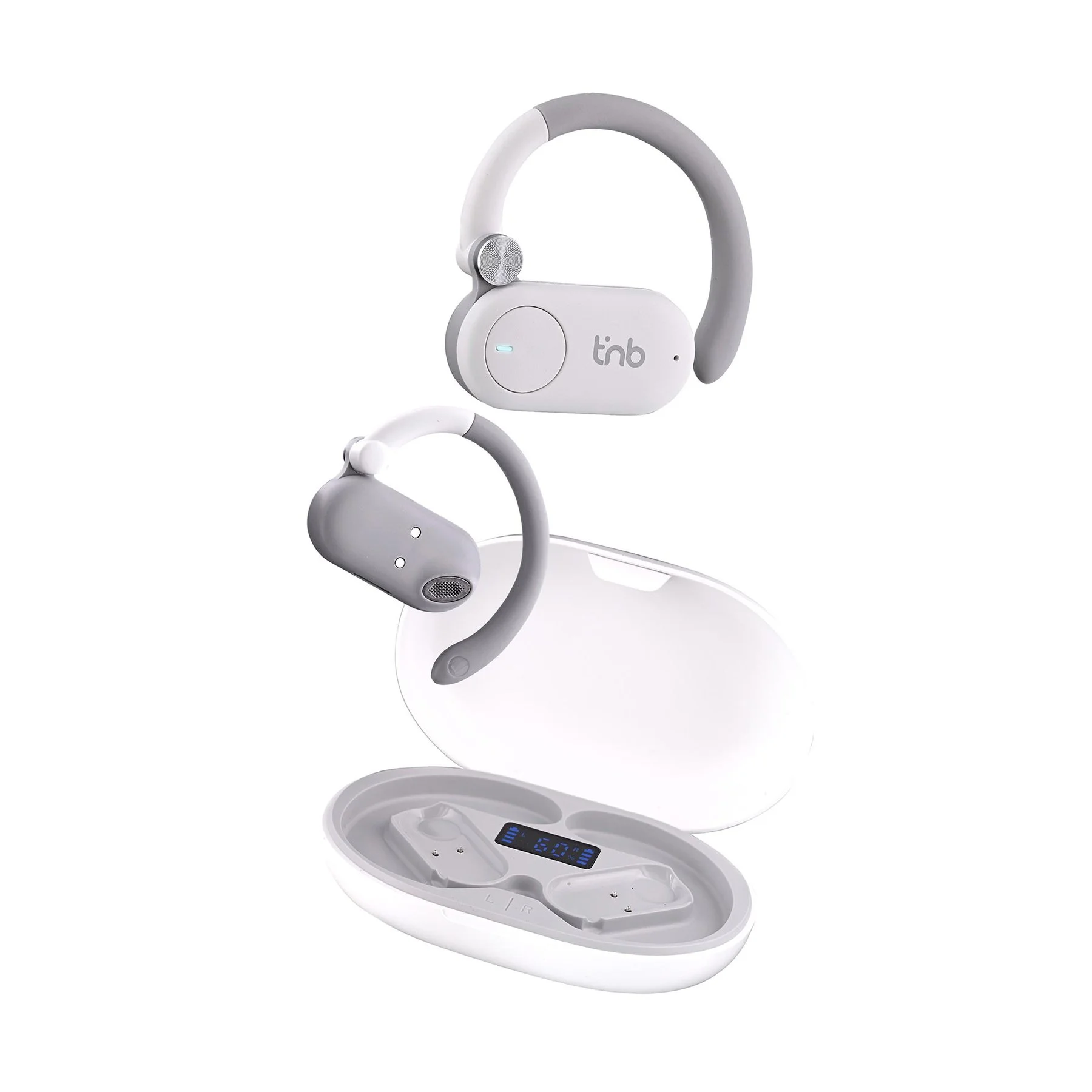 Слушалки TNB Energy Free, безжични, със зареждащ кейс, USB Type-C, 90 dB, бели