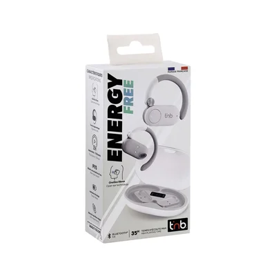 Слушалки TNB Energy Free, безжични, със зареждащ кейс, USB Type-C, 90 dB, бели