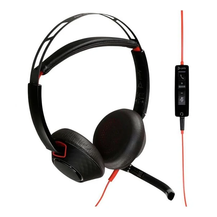 Слушалки HP Poly Blackwire 5220, 3.5 mm жак и USB Type-C/Type-A адаптер