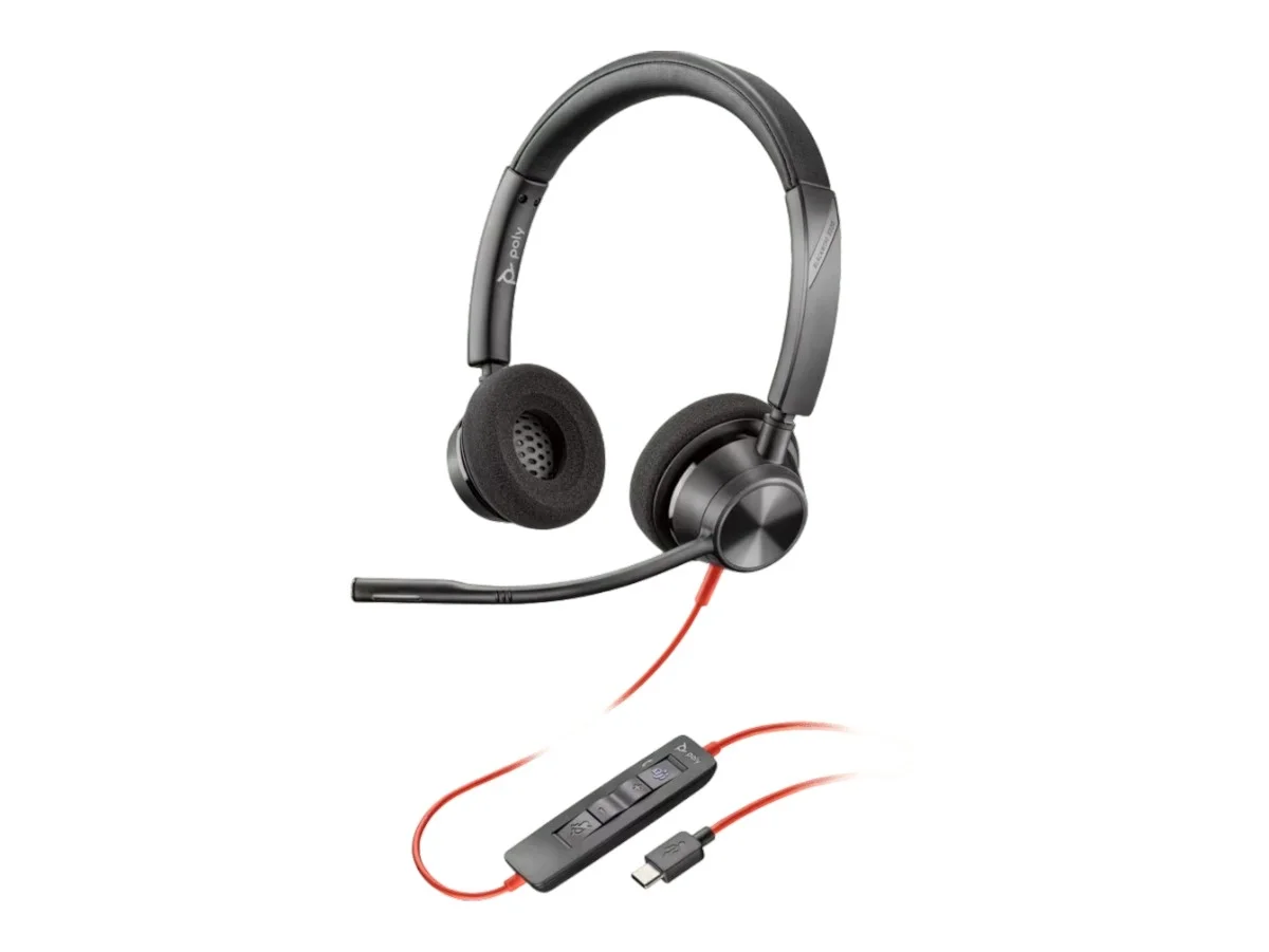 Слушалки HP Poly Blackwire 3320, с кабел 2.17 m, с микрофон, USB Type-C/Type-A адаптер, USB Type-C/USB Type-A, 94 dB