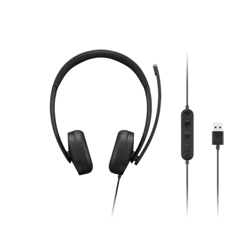 Слушалки Lenovo Stereo Gen2, с кабел 1 m, USB Type-A, 116 dB, черни