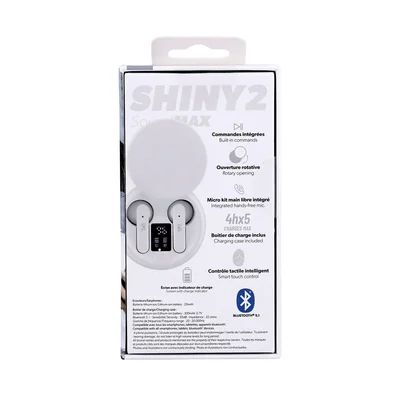 Слушалки TNB Shiny 2, безжични, с Bluetooth, USB Type-C, 95 dB, бели