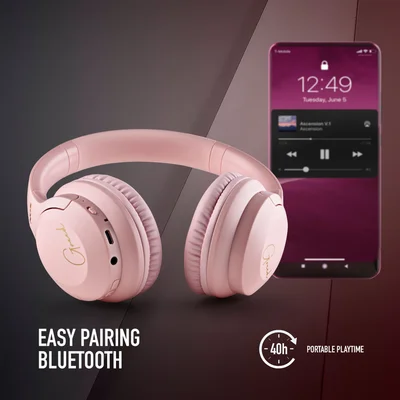 Слушалки NGS Artica Greed, с Bluetooth, USB Type-C, 105 dB, розови