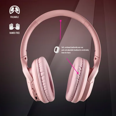 Слушалки NGS Artica Greed, с Bluetooth, USB Type-C, 105 dB, розови