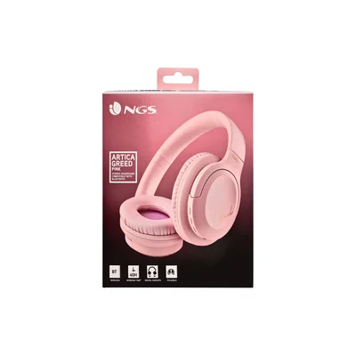 Слушалки NGS Artica Greed, с Bluetooth, USB Type-C, 105 dB, розови