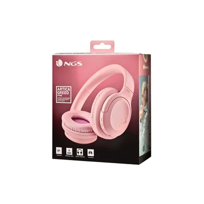 Слушалки NGS Artica Greed, с Bluetooth, USB Type-C, 105 dB, розови