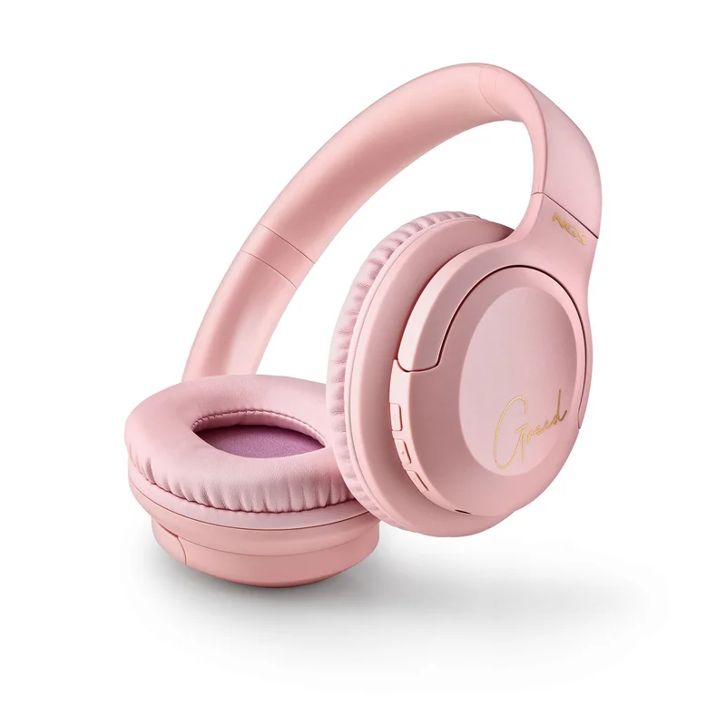 Слушалки NGS Artica Greed, с Bluetooth, USB Type-C, 105 dB, розови