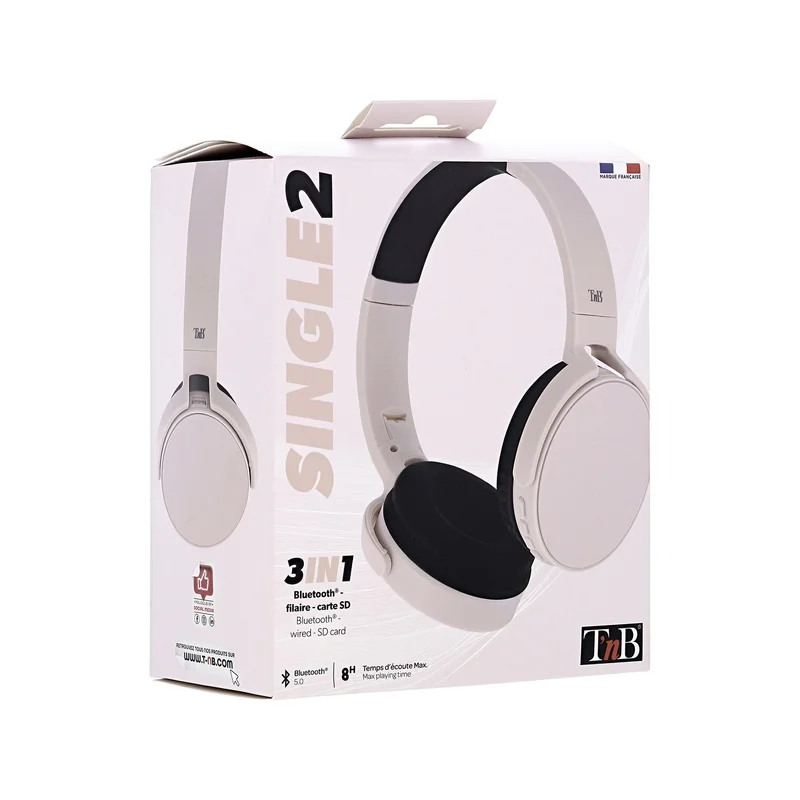 Слушалки TNB Single 2, с микрофон, с Bluetooth, 3.5 mm жак, 85 dB, розови
