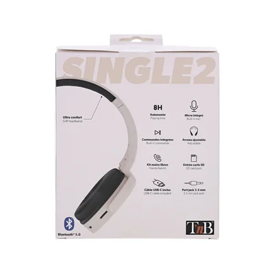 Слушалки TNB Single 2, с микрофон, с Bluetooth, 3.5 mm жак, 85 dB, розови