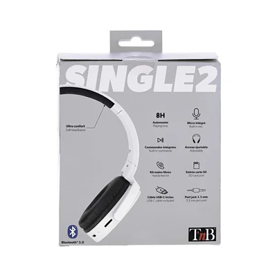 Слушалки TNB Single 2, с микрофон, с Bluetooth, 3.5 mm жак, 85 dB, сребристи