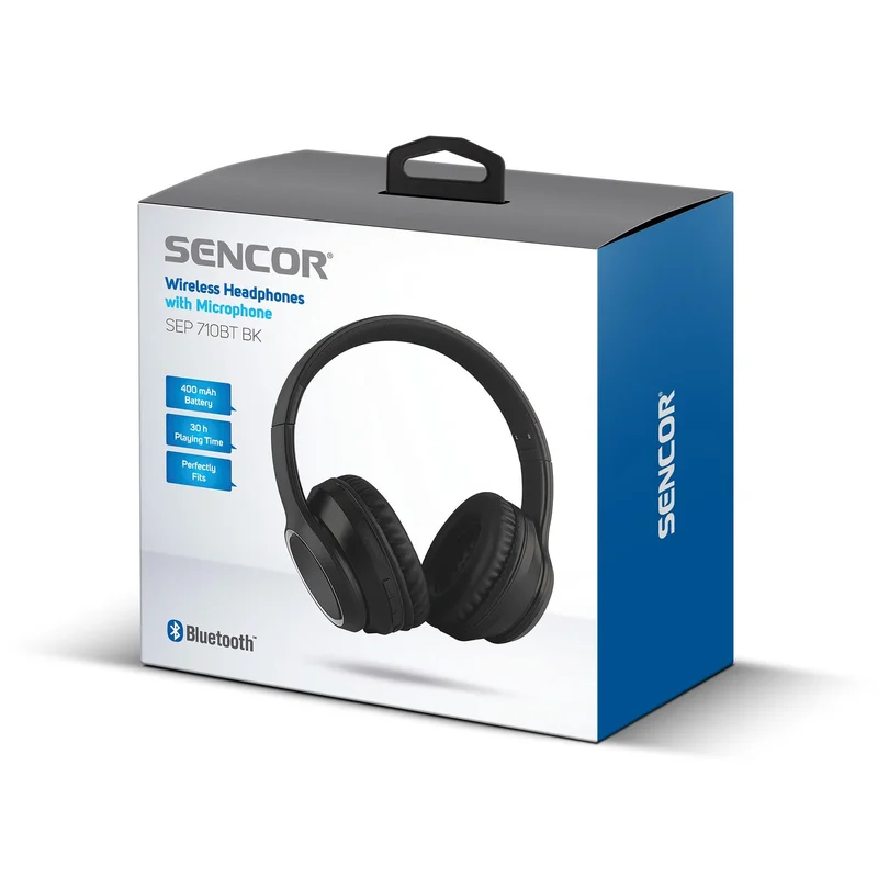 Слушалки Sencor SEP 710BT BK, безжични, Micro USB, 99 dB, черни