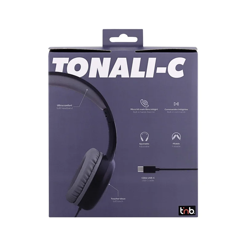 Слушалки TNB Tonality, с кабел 1.2 m, USB Type-C, 105 dB, сини