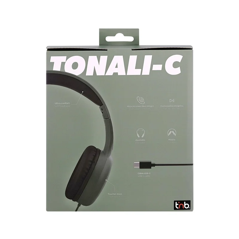 Слушалки TNB Tonality, с кабел 1.2 m, USB Type-C, 105 dB, зелени