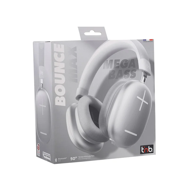 Слушалки TNB Bounce Max, безжични, с Bluetooth, USB Type-C, 102 dB, сиви