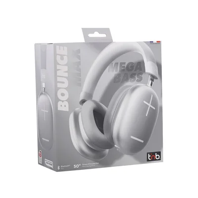 Слушалки TNB Bounce Max, безжични, с Bluetooth, USB Type-C, 102 dB, сиви