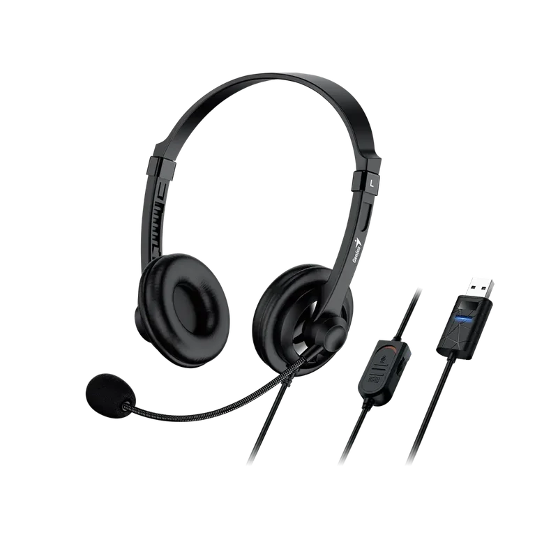 Слушалки Genius HS-230U, с кабел и микрофон, USB Type-A, 100 dB