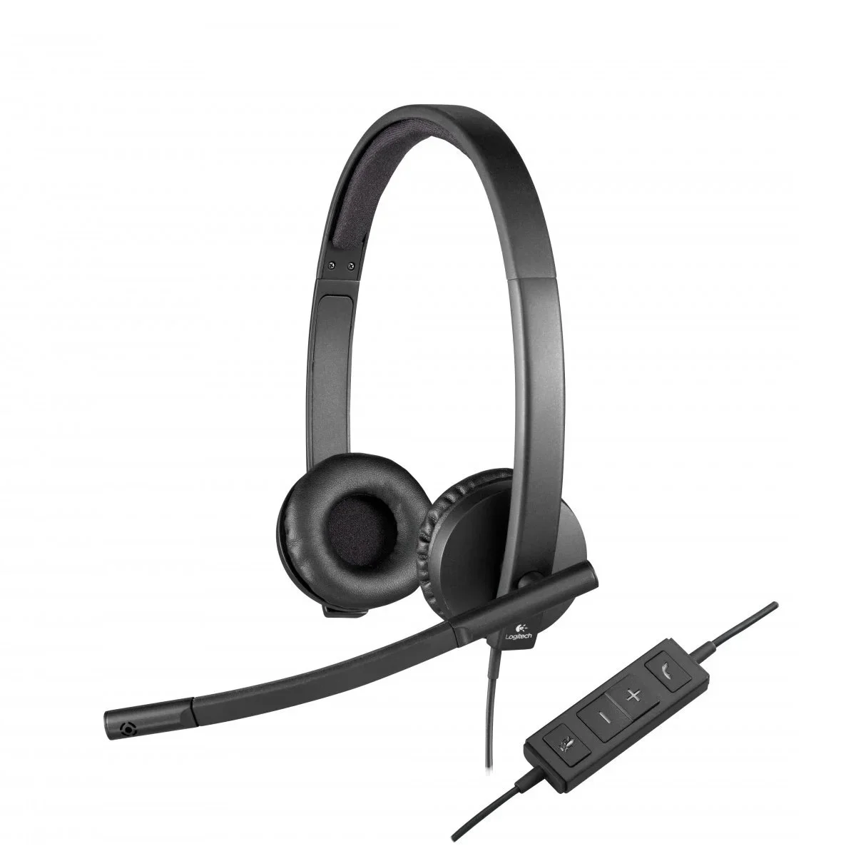 Слушалки Logitech H570E, с кабел, черни, USB, 94 dB, 1.9 m кабел