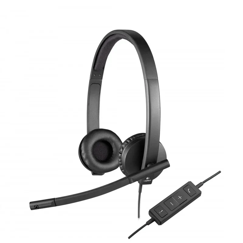 Слушалки Logitech H570E, с кабел, черни, USB, 94 dB, 1.9 m кабел