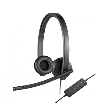 Слушалки Logitech H570E, с кабел, черни, USB, 94 dB, 1.9 m кабел