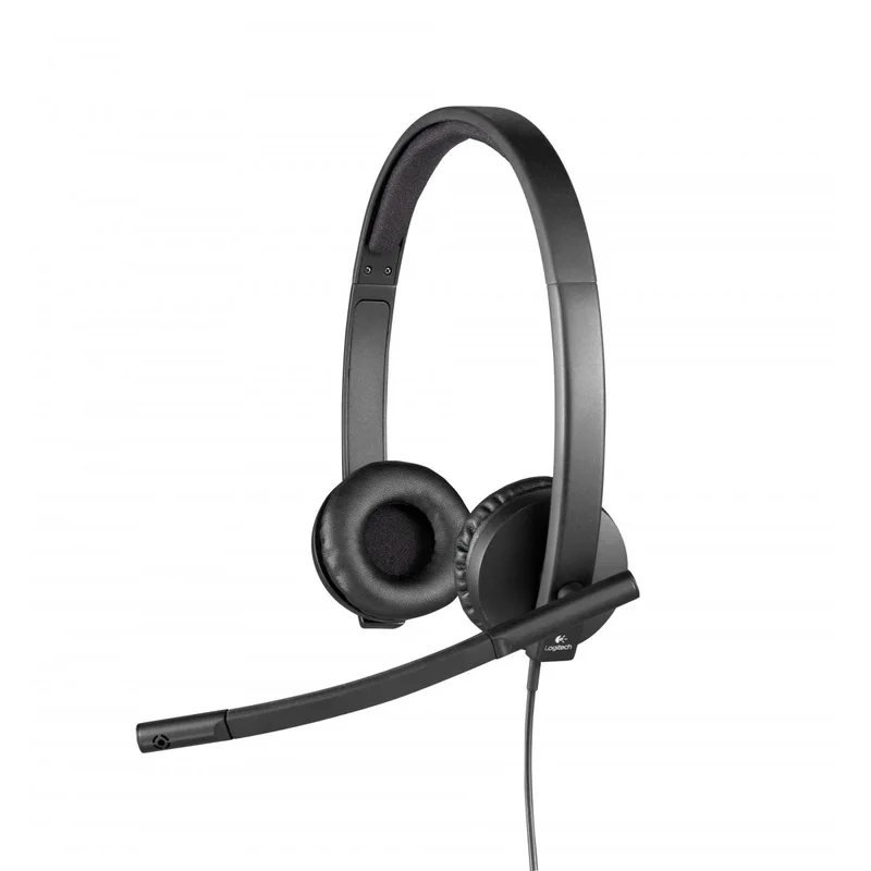 Слушалки Logitech H570E, с кабел, черни, USB, 94 dB, 1.9 m кабел