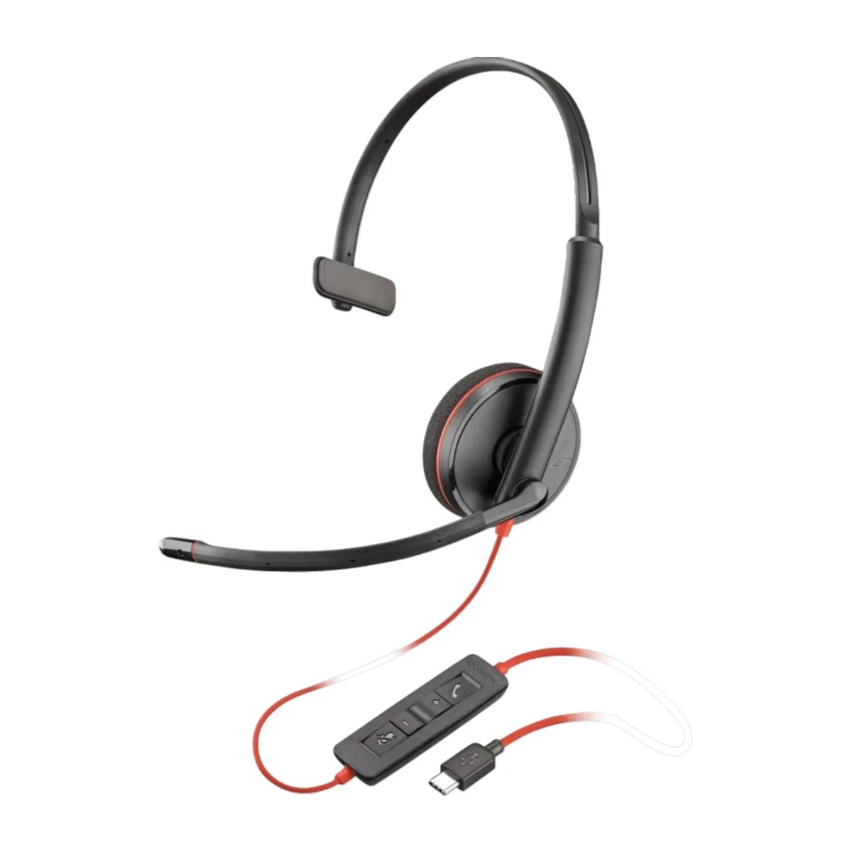 Слушалки HP Poly Blackwire 3210, с кабел 1.61 m, с микрофон, USB Type-A/Type-C адаптер, USB Type-C, 90 dB