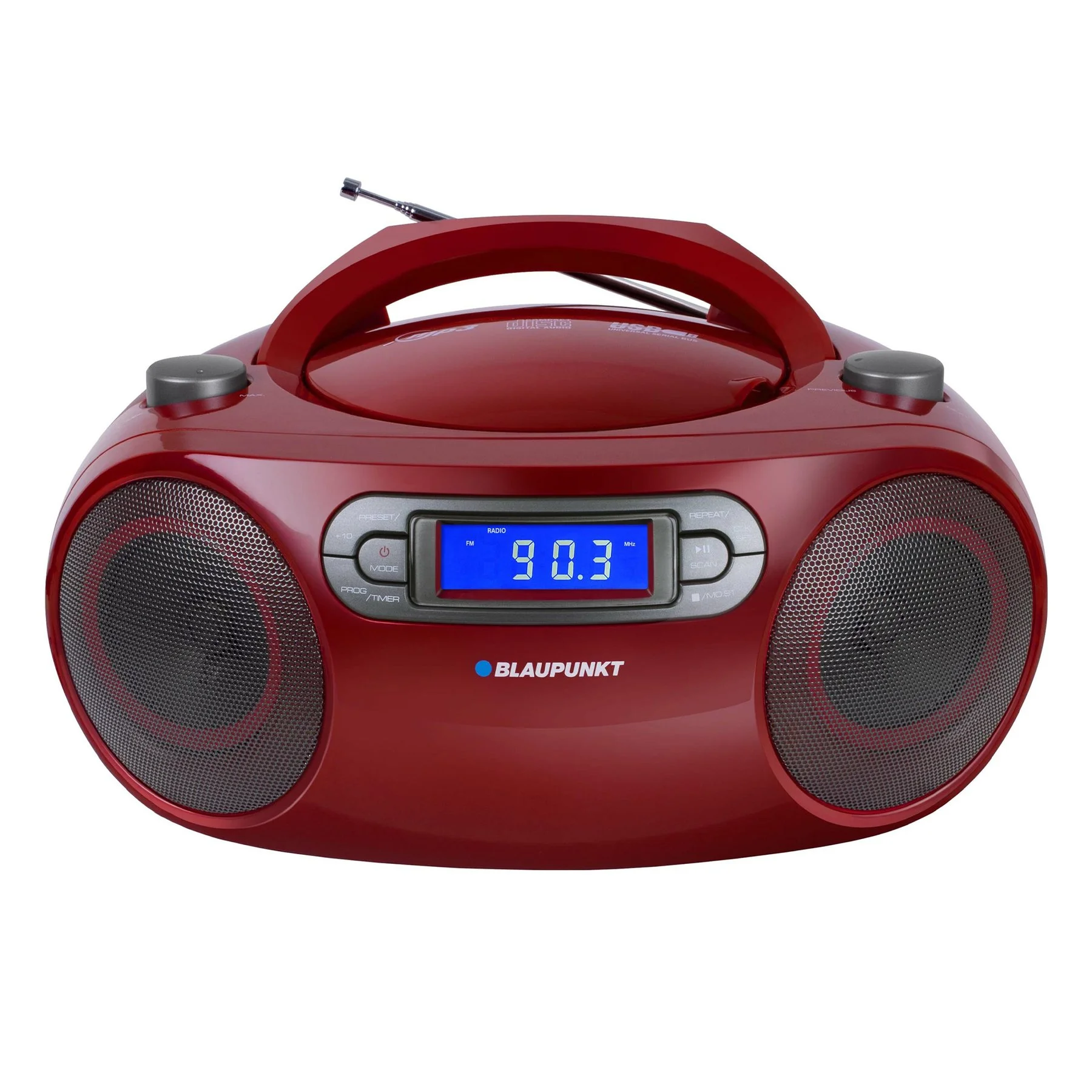 Радио Blaupunkt Boombox BB18RD, FM/CD/MP3/USB/AUX, червено, 4 W