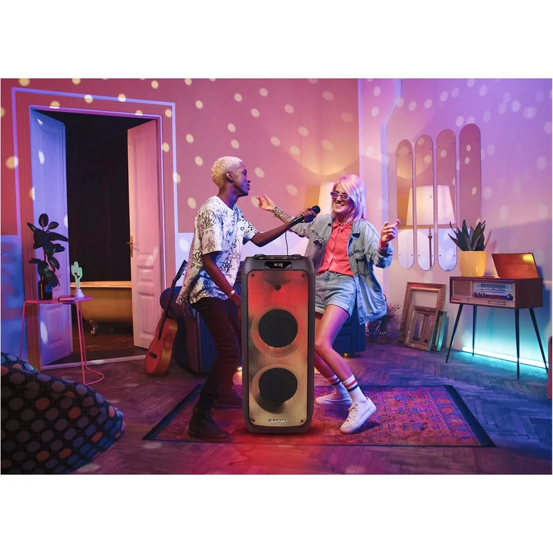 Тонколона Blaupunkt PB10DB, FM радио, USB/SD/AUX, 1000 W, с 2 бежични микрофона