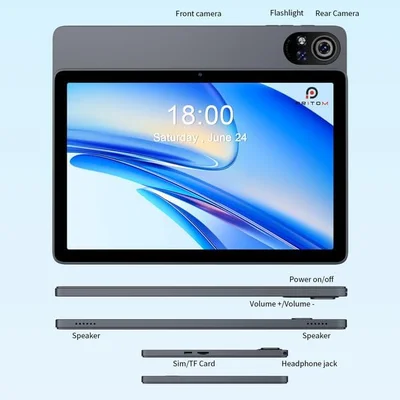 Таблет Pritom D20, 10.1'', IPS WXGA, 128 GB, 6 GB RAM, Android 15, сребрист