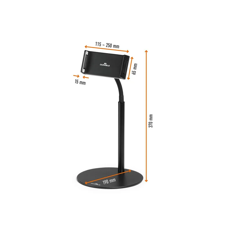 Поставка за таблет Durable Twist Table, минимален диaгонал 4.7 инча, максимално тегло 0.8 kg, черна
