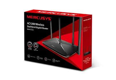 Рутер Mercusys AC12G, безжичен, 4 антени, 2.4/5 GHz, черен