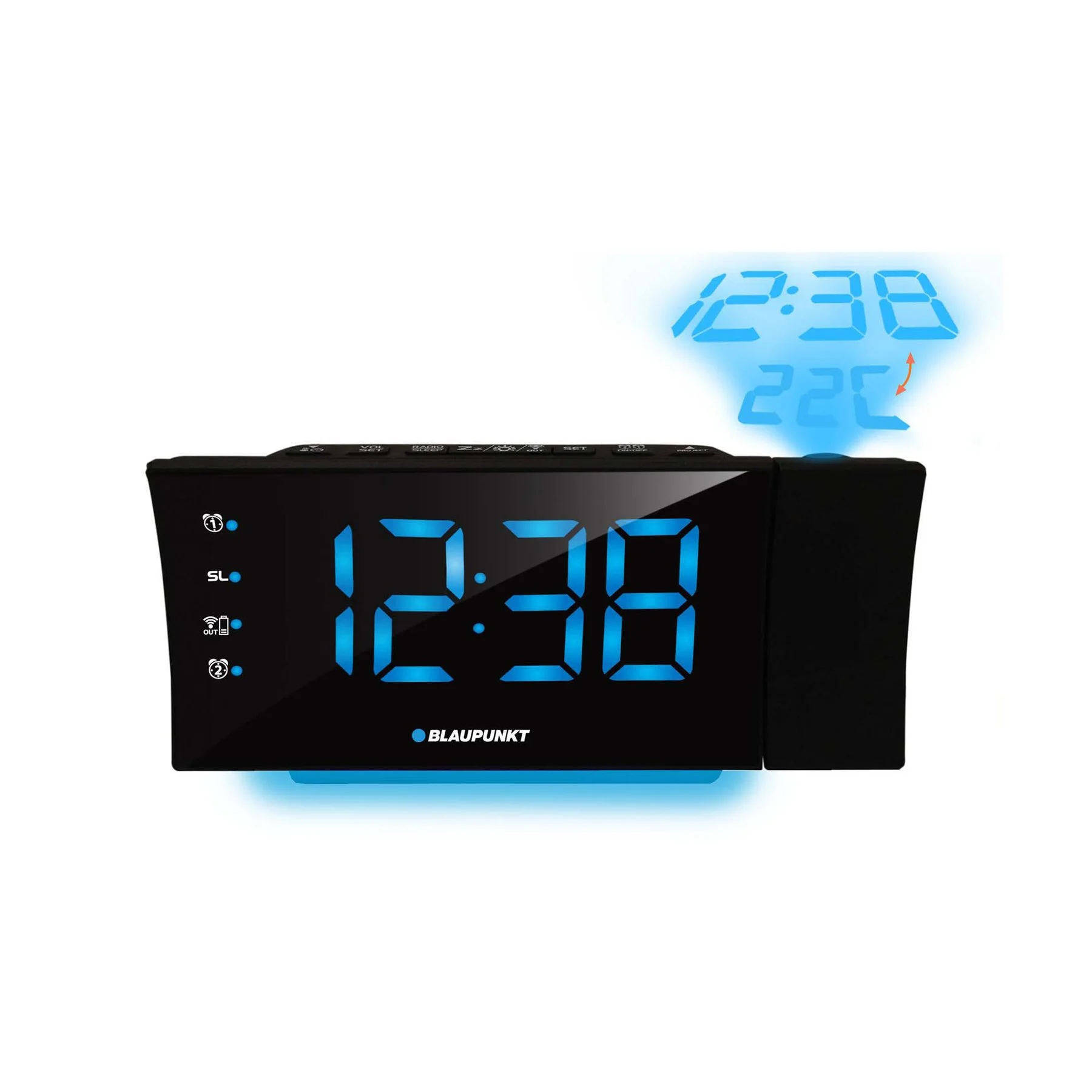 Радио часовник Blaupunkt CRP81USB, FM радио, USB, с прожекция, 5 V, 6 W, черен