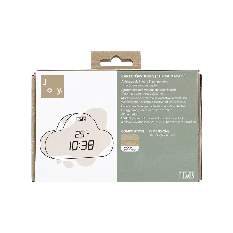 Часовник TNB Joy Cloudy, електронен, LED