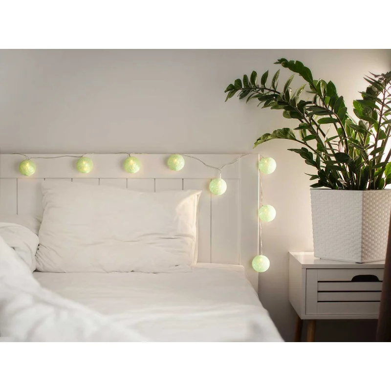 Гирлянд Giftdecor, с 10 LED топки, за външна употреба, мента