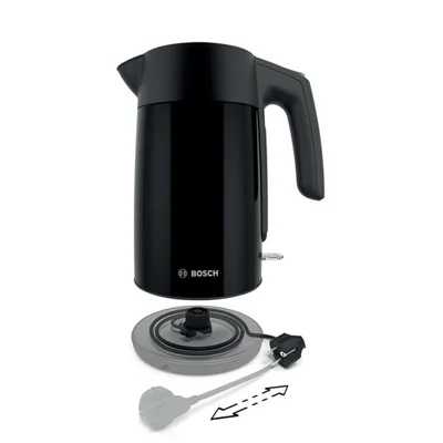 Електрическа кана за вода Bosch TWK7L463, 1.7 L, 2400 W, черна