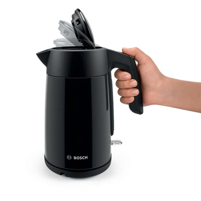 Електрическа кана за вода Bosch TWK7L463, 1.7 L, 2400 W, черна